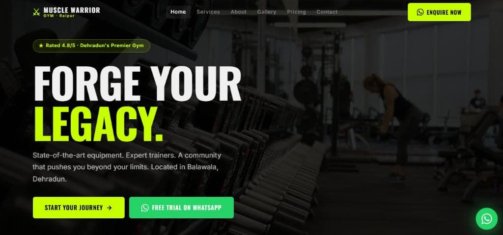 Muscle Warrior Gym — fitness website